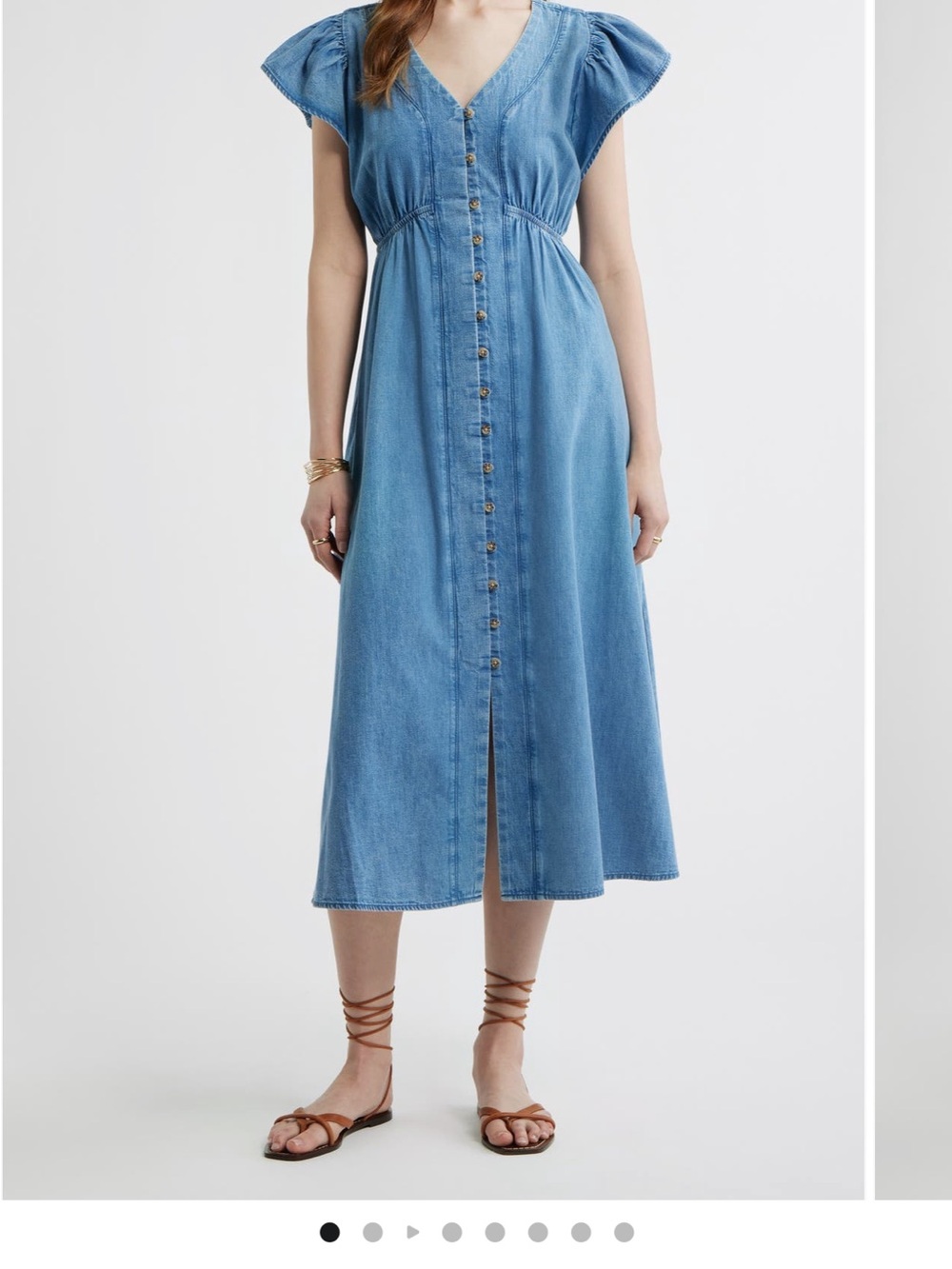 Treasure & Bond Light Blue Button-Front Denim Midi Dress